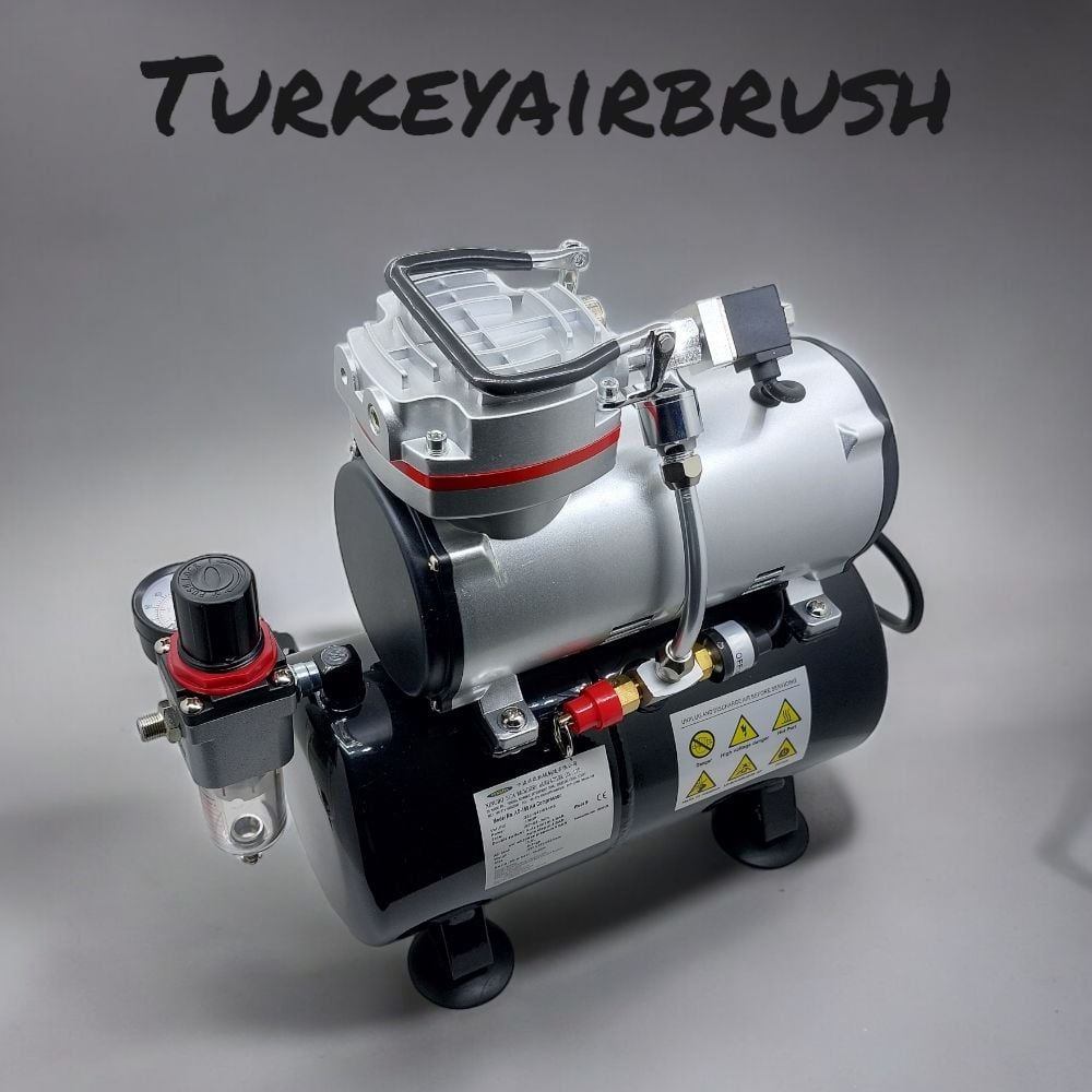 AIRBRUSH%20KOMPRESÖRÜ%20BADSECTOR%20189%20Tek%20Pistonlu%20Sessiz%20Yağsız%201/6%20HP