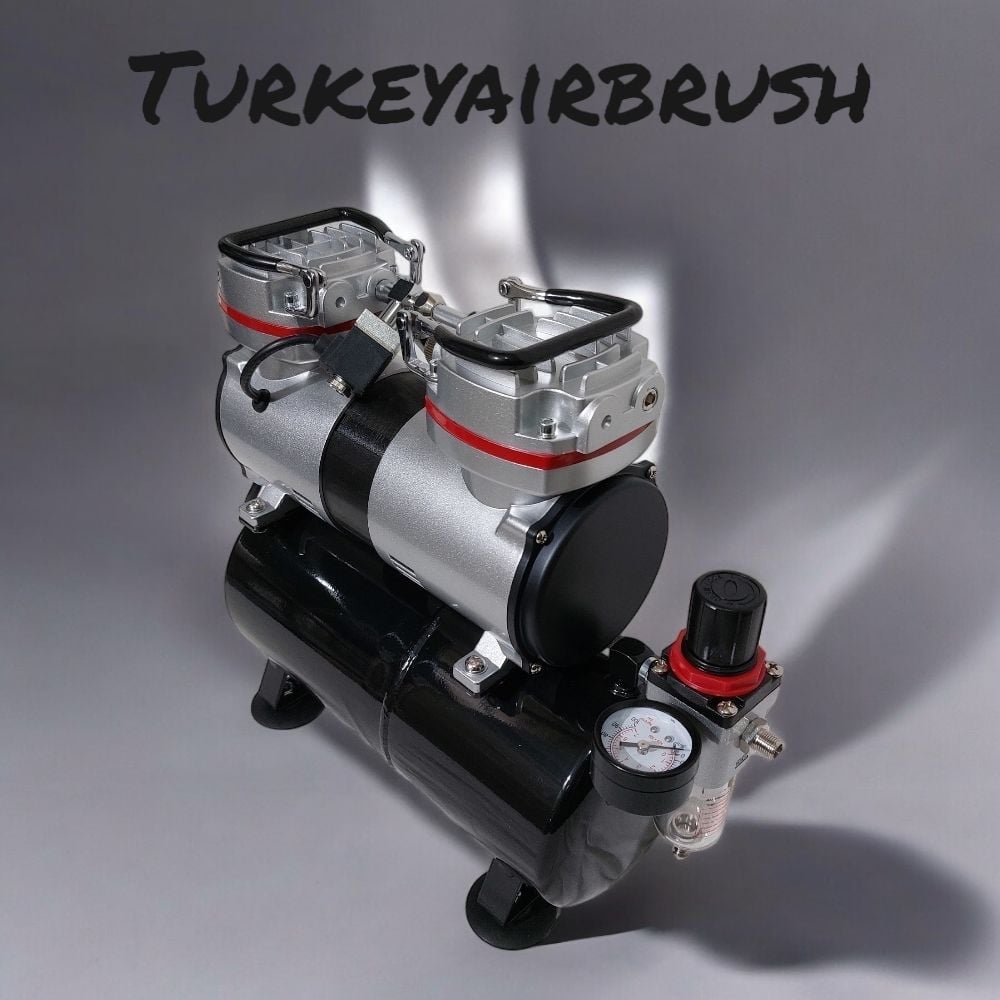 AIRBRUSH%20KOMPRESÖRÜ%20BADSECTOR%20196%20Çift%20Pistonlu%20Sessiz%20Yağsız%201/4HP