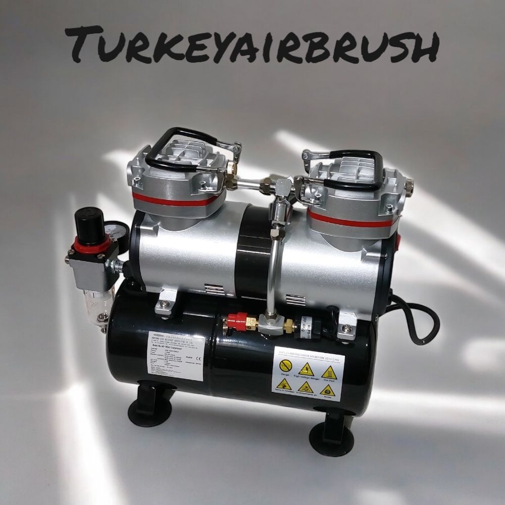 AIRBRUSH%20KOMPRESÖRÜ%20BADSECTOR%20196%20Çift%20Pistonlu%20Sessiz%20Yağsız%201/4HP