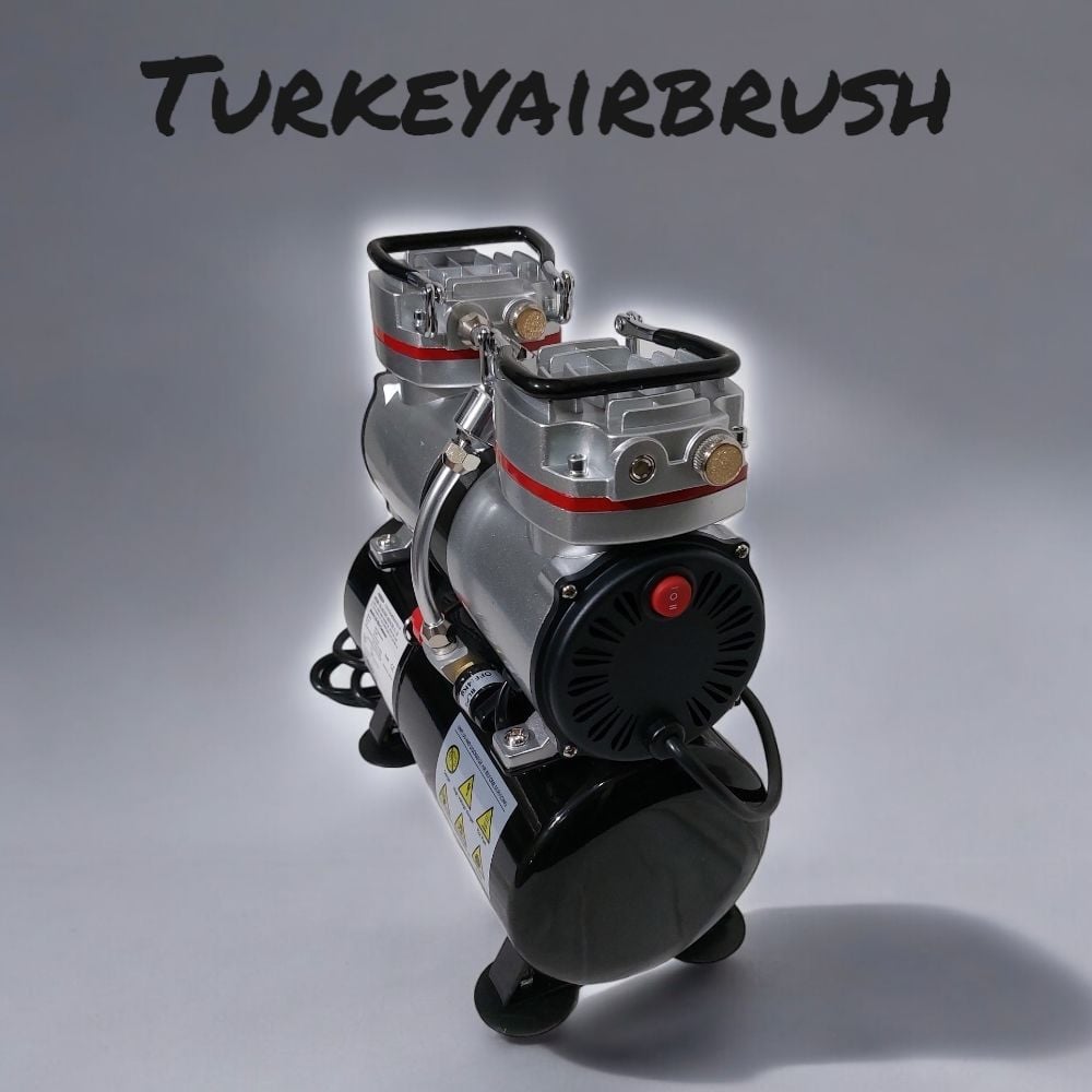 AIRBRUSH%20KOMPRESÖRÜ%20BADSECTOR%20196%20Çift%20Pistonlu%20Sessiz%20Yağsız%201/4HP