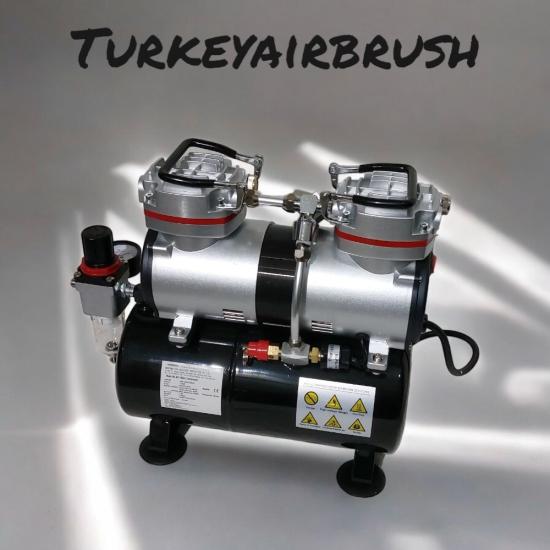 AIRBRUSH KOMPRESÖRÜ BADSECTOR 196 Çift Pistonlu Sessiz Yağsız 1/4HP