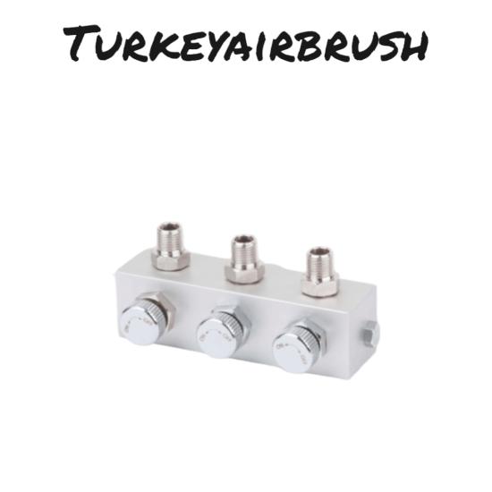 3 ÇIKIŞLI VANALI AIRBRUSH HAVA DAĞITICI