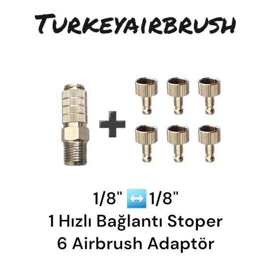 AIRBRUSH HIZLI BAĞLANTI ADAPTÖRÜ VANASIZ DÜZ MODEL